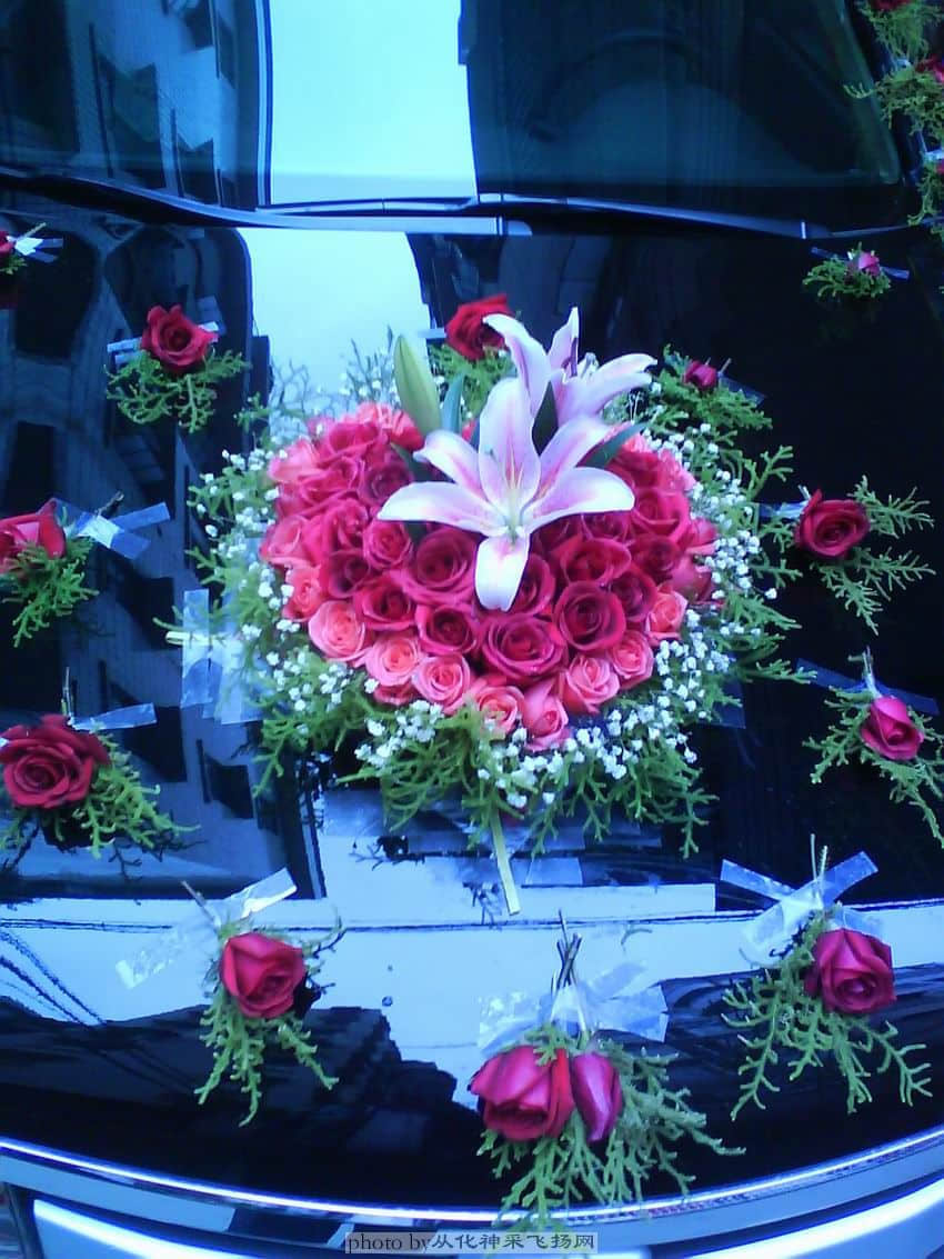 主婚车的心形玫瑰！